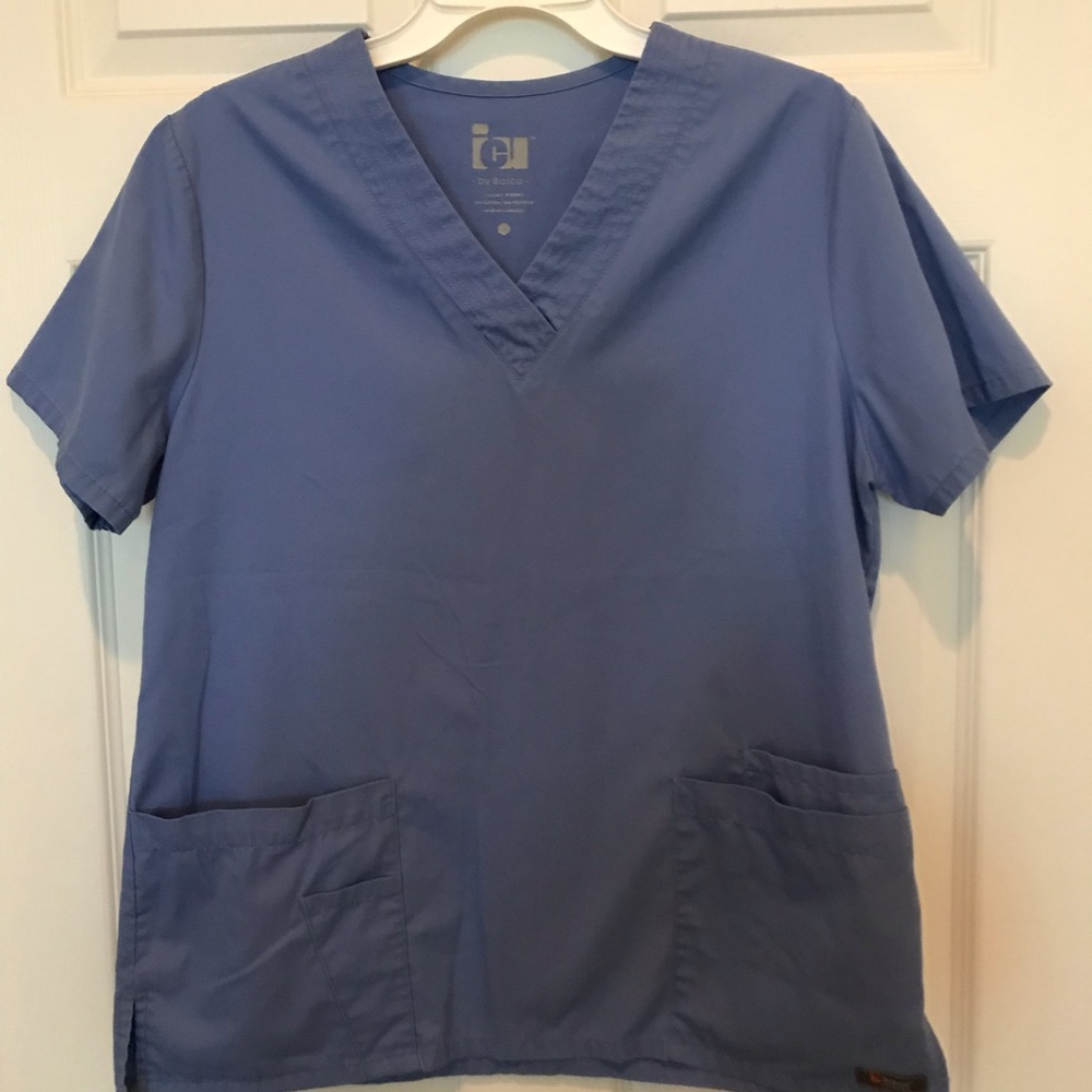 Light blue scrub top